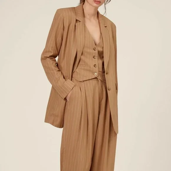 Nicholas Colbie Striped Linen Vest Sz6 - Picture 2 of 8